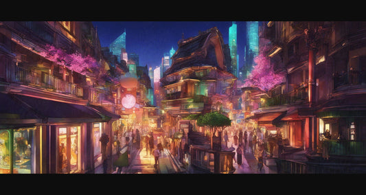 Street Level Illustrated View of a Densely Populated City Set Sometime in the Near Future 0029 SN980 - Sweet As Hell Designs