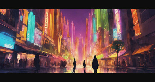 Street Level Illustrated View of a Densely Populated City Set Sometime in the Near Future 0030 SN981 - Sweet As Hell Designs
