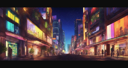 Street Level Illustrated View of a Densely Populated City Set Sometime in the Near Future 0031 SN982 - Sweet As Hell Designs