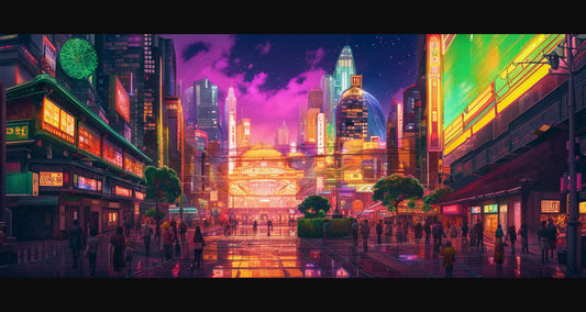 Street Level Illustrated View of a Densely Populated City Set Sometime in the Near Future 0034 SN985 - Sweet As Hell Designs