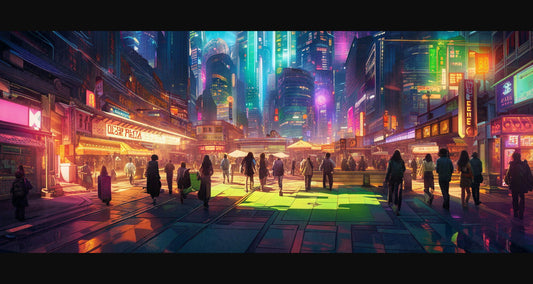 Street Level Illustrated View of a Densely Populated City Set Sometime in the Near Future 0036 SN987 - Sweet As Hell Designs