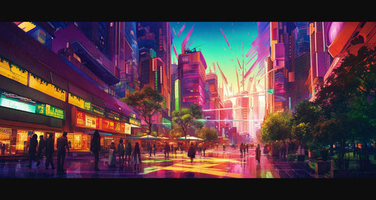 Street Level Illustrated View of a Densely Populated City Set Sometime in the Near Future 0038 SN989 - Sweet As Hell Designs
