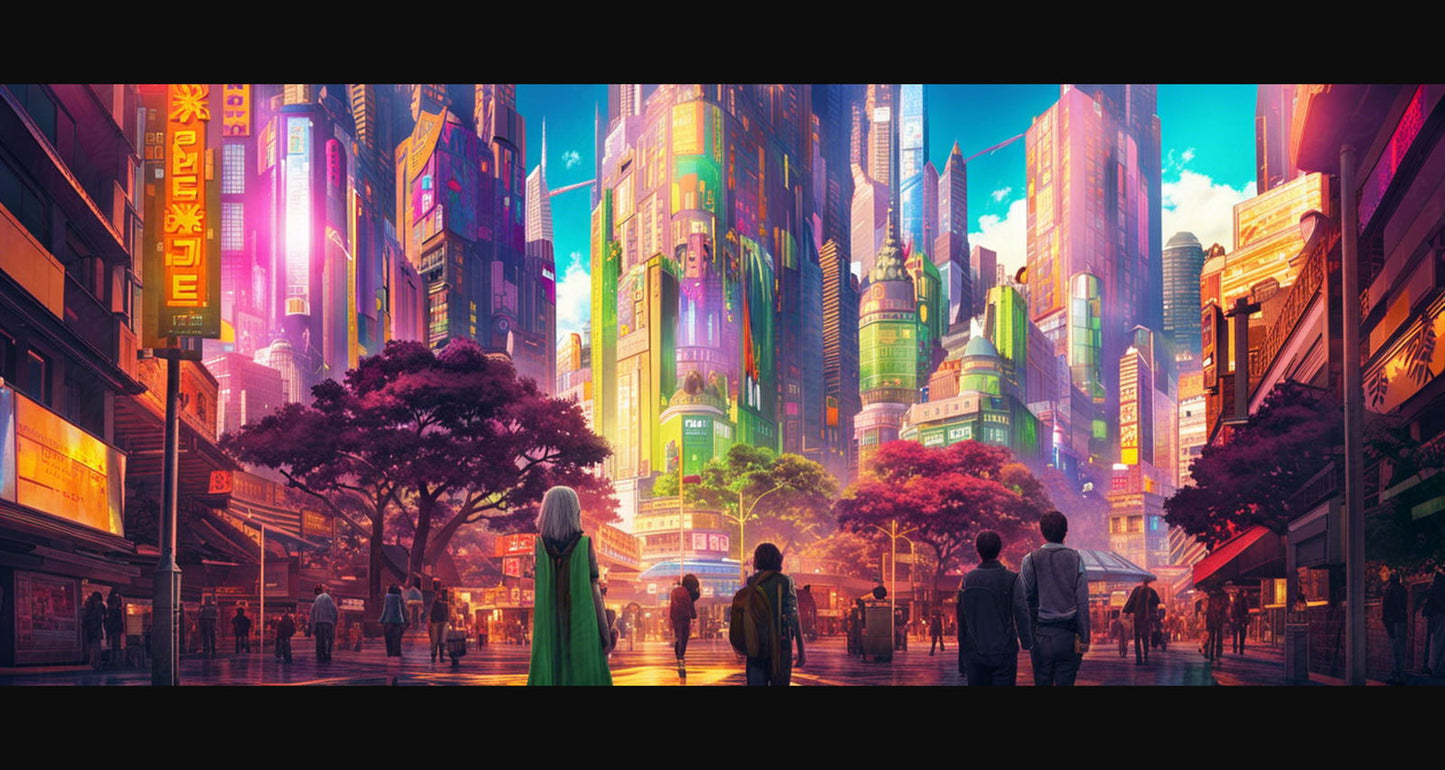 Street Level Illustrated View of a Densely Populated City Set Sometime in the Near Future 0039 SN990 - Sweet As Hell Designs