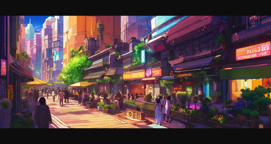 Street Level Illustrated View of a Densely Populated City Set Sometime in the Near Future 0042 SN993 - Sweet As Hell Designs