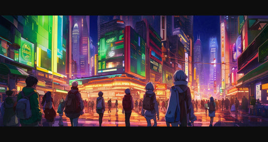 Street Level Illustrated View of a Densely Populated City Set Sometime in the Near Future 0054 SN1005 - Sweet As Hell Designs