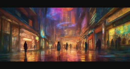Street Level Illustrated View of a Densely Populated City Set Sometime in the Near Future 0058 SN1009 - Sweet As Hell Designs