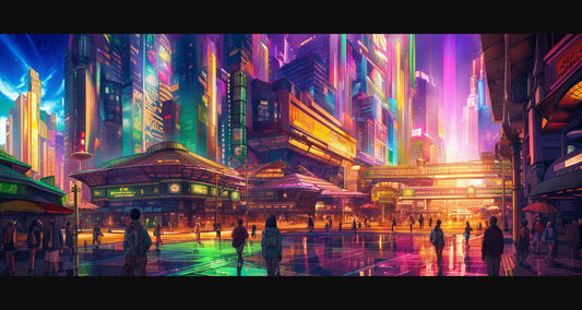 Street Level Illustrated View of a Densely Populated City Set Sometime in the Near Future 0069 SN1020 - Sweet As Hell Designs