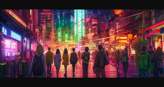 Street Level Illustrated View of a Densely Populated City Set Sometime in the Near Future 0073 SN1024 - Sweet As Hell Designs