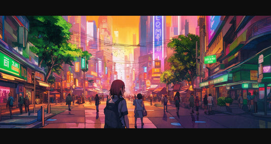 Street Level Illustrated View of a Densely Populated City Set Sometime in the Near Future 0076 SN1027 - Sweet As Hell Designs