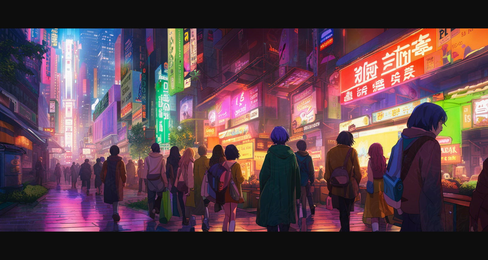 Street Level Illustrated View of a Densely Populated City Set Sometime in the Near Future 0077 SN1028 - Sweet As Hell Designs