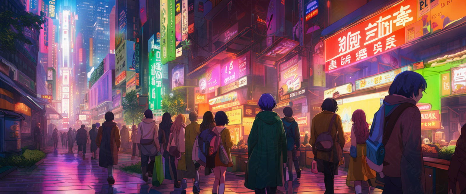 Street Level Illustrated View of a Densely Populated City Set Sometime in the Near Future 0077 SN1028 - Sweet As Hell Designs