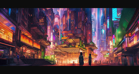 Street Level Illustrated View of a Densely Populated City Set Sometime in the Near Future 0088 SN1039 - Sweet As Hell Designs