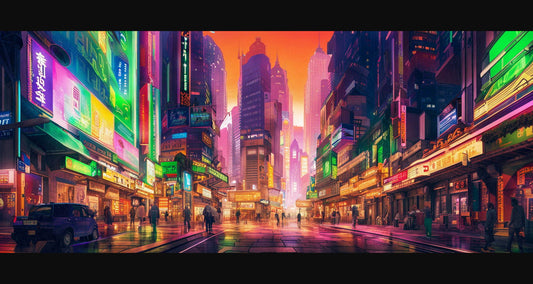 Street Level Illustrated View of a Densely Populated City Set Sometime in the Near Future 0090 SN1041 - Sweet As Hell Designs