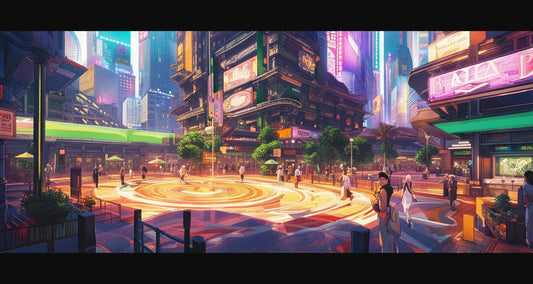 Street Level Illustrated View of a Densely Populated City Set Sometime in the Near Future 0091 SN1042 - Sweet As Hell Designs