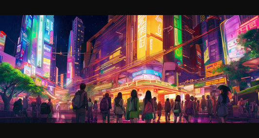 Street Level Illustrated View of a Densely Populated City Set Sometime in the Near Future 0092 SN1043 - Sweet As Hell Designs