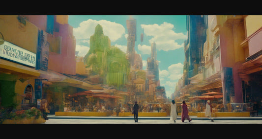 Street Level Illustrated View of a Densely Populated City Set Sometime in the Near Future 0103 SN1054 - Sweet As Hell Designs
