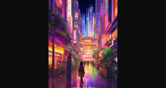 Street Level Illustrated View of a Densely Populated City Set Sometime in the Near Future 0138 SN1089 - Sweet As Hell Designs