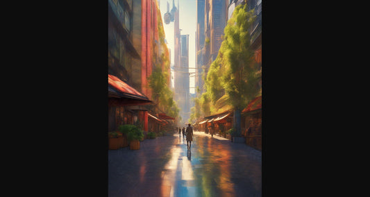Street Level Illustrated View of a Densely Populated City Set Sometime in the Near Future 0151 SN1102 - Sweet As Hell Designs