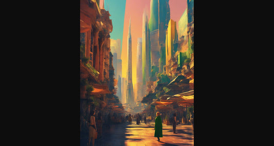 Street Level Illustrated View of a Densely Populated City Set Sometime in the Near Future 0152 SN1103 - Sweet As Hell Designs