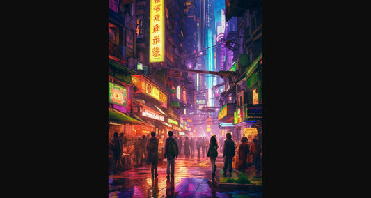 Street Level Illustrated View of a Densely Populated City Set Sometime in the Near Future 0154 SN1105 - Sweet As Hell Designs