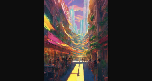 Street Level Illustrated View of a Densely Populated City Set Sometime in the Near Future 0155 SN1106 - Sweet As Hell Designs