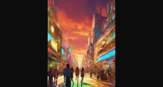 Street Level Illustrated View of a Densely Populated City Set Sometime in the Near Future 0156 SN1107 - Sweet As Hell Designs