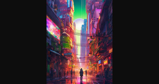Street Level Illustrated View of a Densely Populated City Set Sometime in the Near Future 0158 SN1109 - Sweet As Hell Designs