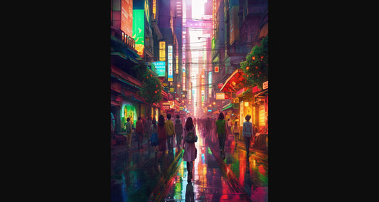 Street Level Illustrated View of a Densely Populated City Set Sometime in the Near Future 0161 SN1112 - Sweet As Hell Designs