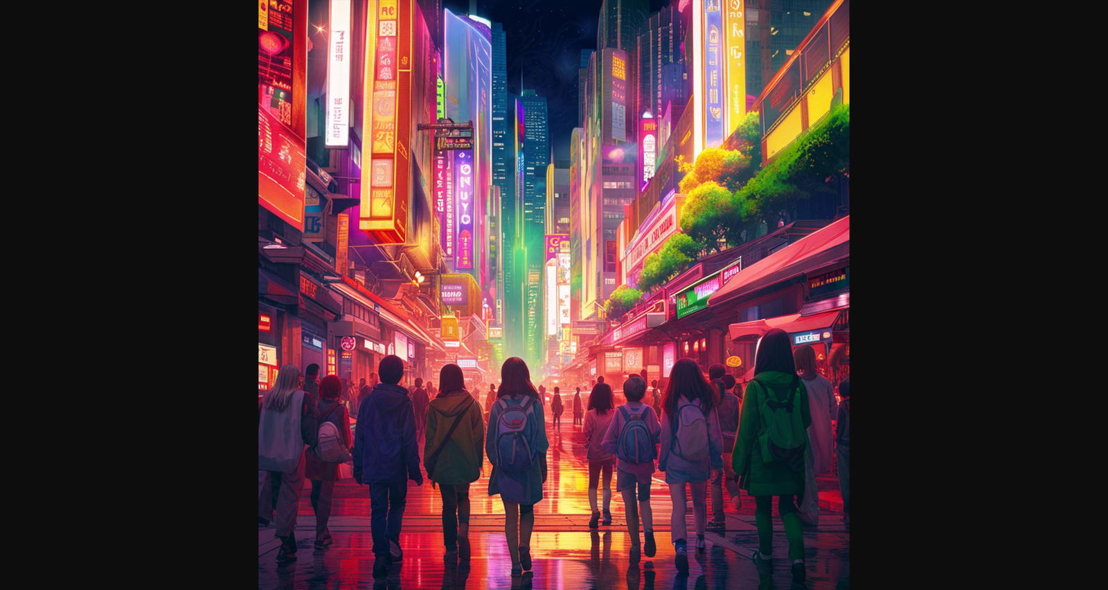 Street Level Illustrated View of a Densely Populated City Set Sometime in the Near Future 0164 SN1115 - Sweet As Hell Designs