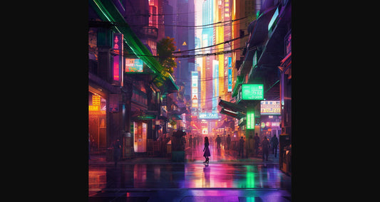 Street Level Illustrated View of a Densely Populated City Set Sometime in the Near Future 0170 SN1121 - Sweet As Hell Designs