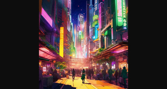 Street Level Illustrated View of a Densely Populated City Set Sometime in the Near Future 0177 SN1128 - Sweet As Hell Designs