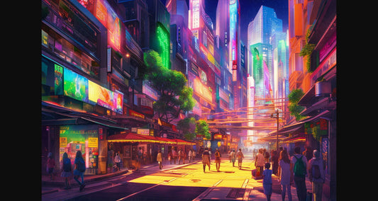 Street Level Illustrated View of a Densely Populated City Set Sometime in the Near Future 0178 SN1129 - Sweet As Hell Designs
