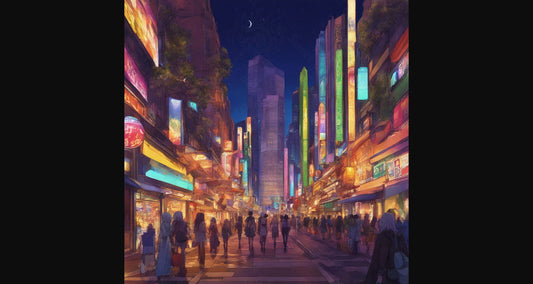 Street Level Illustrated View of a Densely Populated City Set Sometime in the Near Future 0182 SN1133 - Sweet As Hell Designs