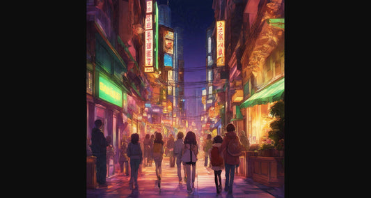 Street Level Illustrated View of a Densely Populated City Set Sometime in the Near Future 0183 SN1134 - Sweet As Hell Designs