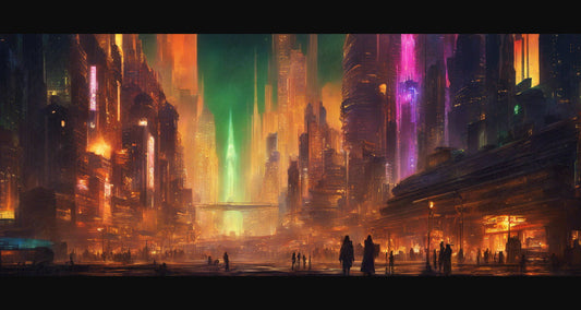 Street Level Illustrated View of a Densely Populated City Set Sometime in the Near Future 0187 SN1138 - Sweet As Hell Designs