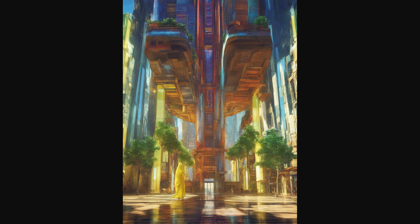 Street Level Illustration of Modern Fantasy City Architecture 0003 SN1167 - Sweet As Hell Designs