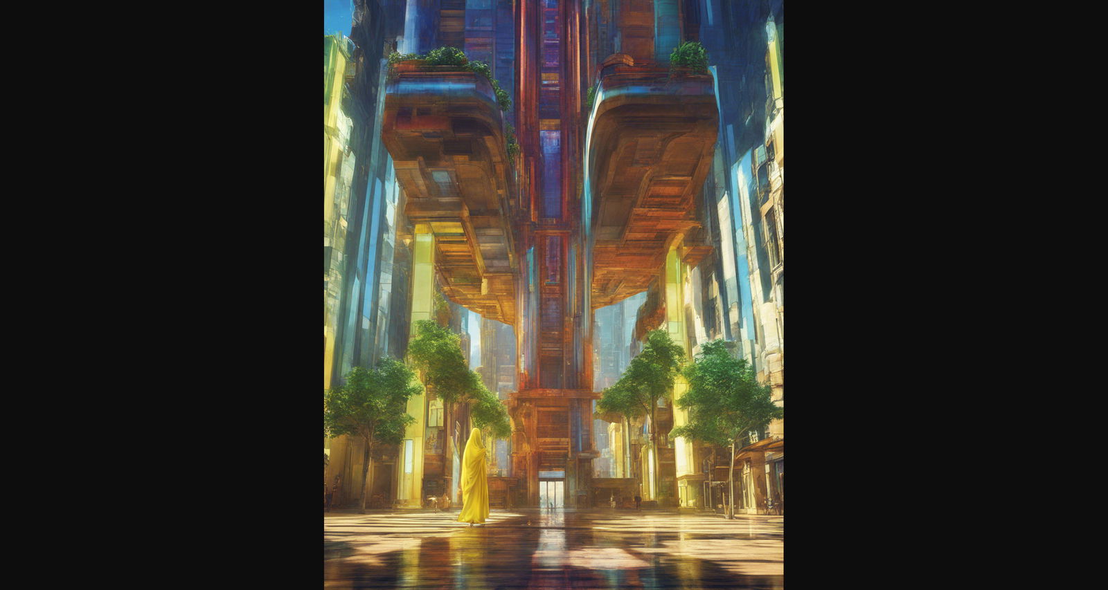 Street Level Illustration of Modern Fantasy City Architecture 0003 SN1167 - Sweet As Hell Designs