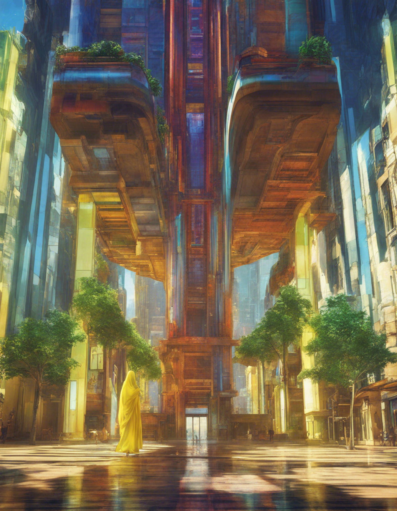 Street Level Illustration of Modern Fantasy City Architecture 0003 SN1167 - Sweet As Hell Designs