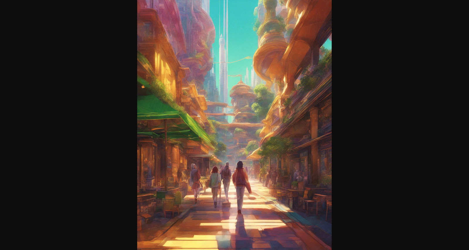 Street Level Illustration of Modern Fantasy City Architecture 0004 SN1168 - Sweet As Hell Designs