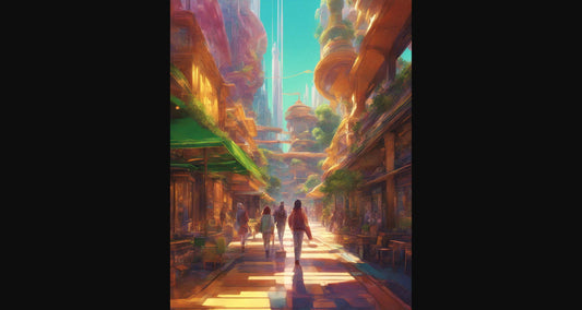 Street Level Illustration of Modern Fantasy City Architecture 0004 SN1168 - Sweet As Hell Designs