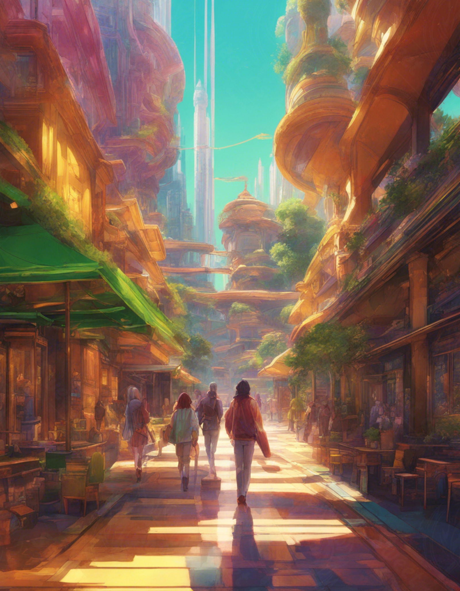 Street Level Illustration of Modern Fantasy City Architecture 0004 SN1168 - Sweet As Hell Designs