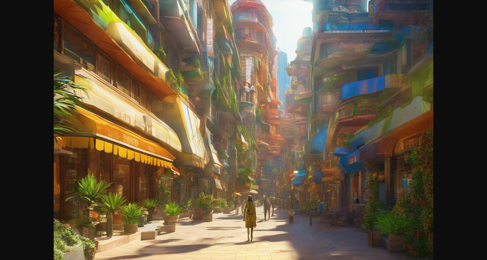 Street Level Illustration of Modern Fantasy City Architecture 0006 SN1170 - Sweet As Hell Designs