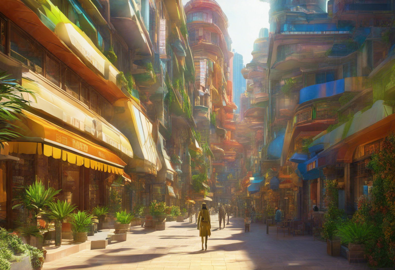 Street Level Illustration of Modern Fantasy City Architecture 0006 SN1170 - Sweet As Hell Designs
