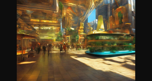 Street Level Illustration of Modern Fantasy City Architecture 0007 SN1171 - Sweet As Hell Designs