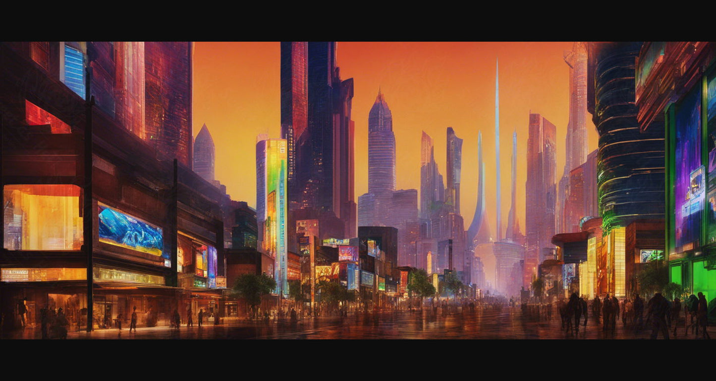 Street Level Illustration of Modern Fantasy City Architecture 0010 SN1173 - Sweet As Hell Designs