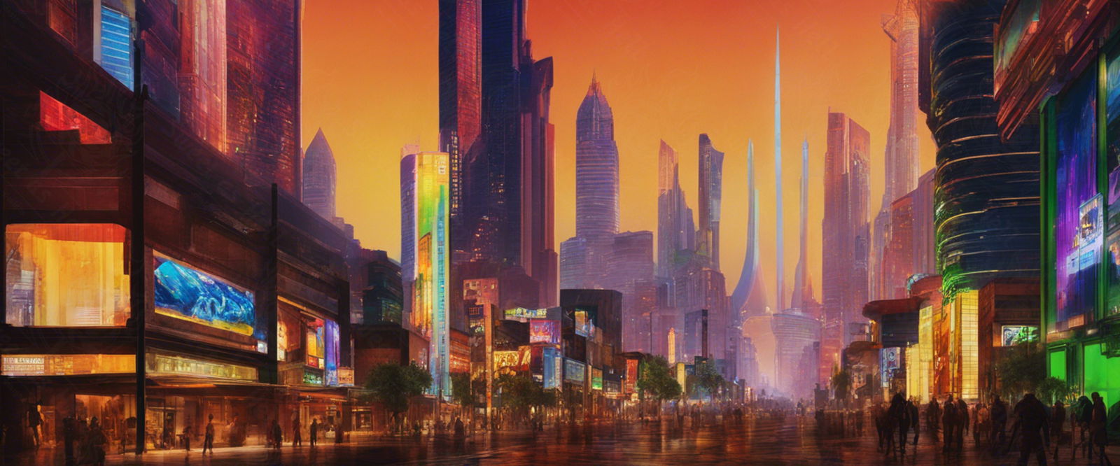 Street Level Illustration of Modern Fantasy City Architecture 0010 SN1173 - Sweet As Hell Designs