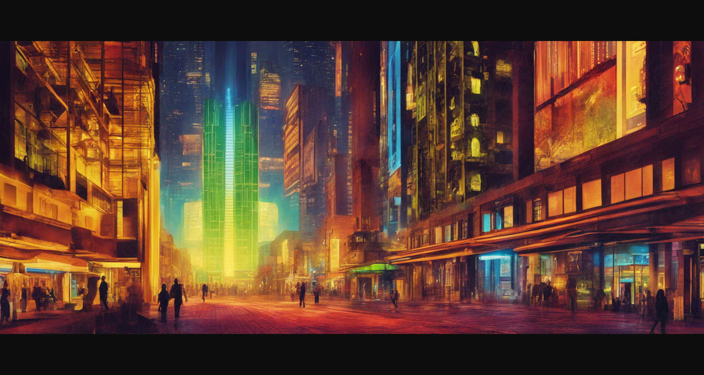 Street Level Illustration of Modern Fantasy City Architecture 0011 SN1174 - Sweet As Hell Designs