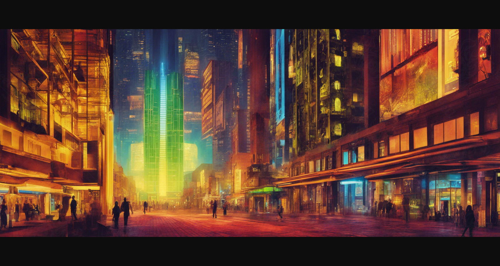 Street Level Illustration of Modern Fantasy City Architecture 0011 SN1174 - Sweet As Hell Designs