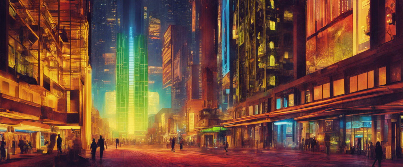 Street Level Illustration of Modern Fantasy City Architecture 0011 SN1174 - Sweet As Hell Designs