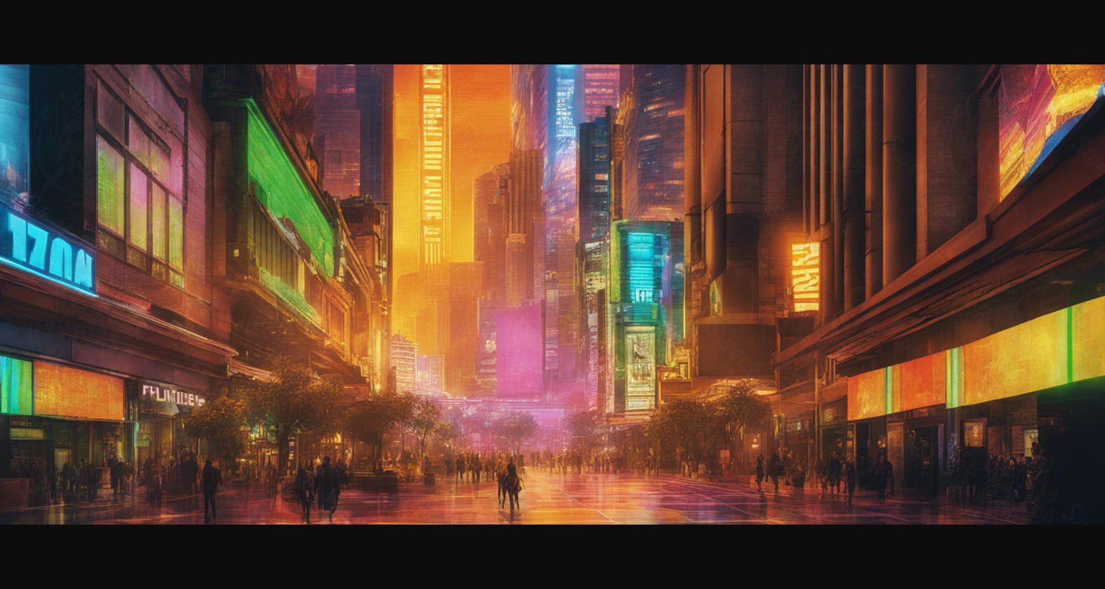 Street Level Illustration of Modern Fantasy City Architecture 0012 SN1175 - Sweet As Hell Designs